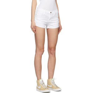 Frame White 'Le Cut Off' Tulip Hem Shorts