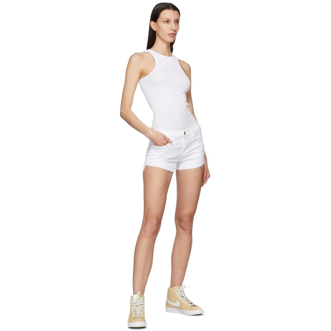 Frame White 'Le Cut Off' Tulip Hem Shorts