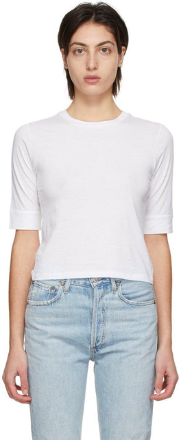 Frame White 'Le High Rise 70s' T-Shirt - T-shirt White White 'Le Haute Rise 70s' T-shirt - 프레임 화이트 '르 고층 70s'티셔츠