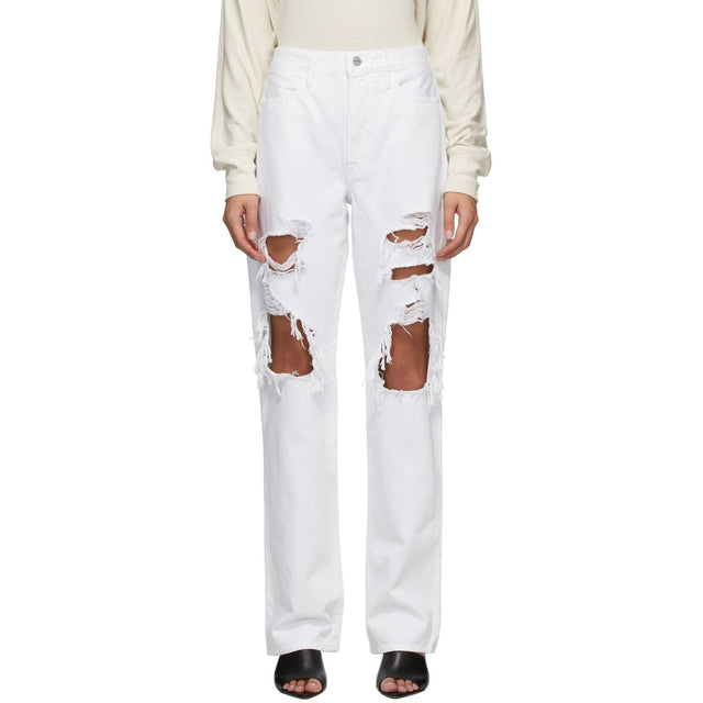 Frame White Rumpled 'Le Hollywood' Jeans - Cadre blanc froissé 'Le Hollywood' Jeans - 프레임 흰색 rumpled 'le 할리우드'청바지