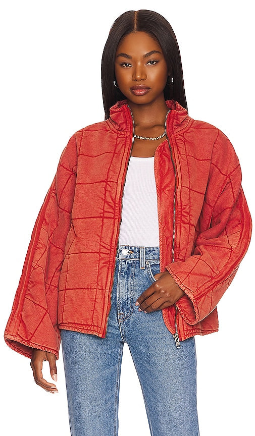 Free People Dolman Quilted Jacket in Orange Personnes gratuites veste matelasrée Dolman en orange 自由人多尔曼缝外套穿着橙色