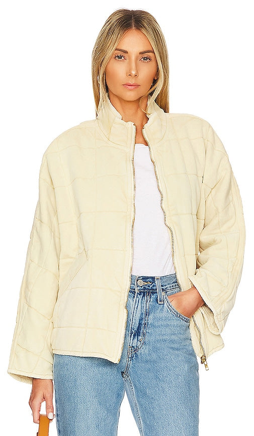 Free People Dolman Quilted Knit Jacket in Cream Personnes libres Dolman Veste en tricot matelassé en crème 自由人多尔曼缝针织夹克在奶油中