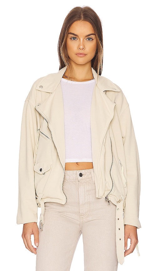 Free People Rebel Rebel Knit Moto Jacket in Cream Personnes gratuites Rebel Rebel Knit Moto Veste en crème 自由人叛军叛军针织机动夹克