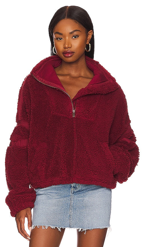 Free People X FP Movement Nantucket Fleece Jacket in Burgundy Free People X FP Mouvement Nantucket Veste en molleton en Bourgogne 自由人X FP运动Nantucket fleece夹克在勃艮第