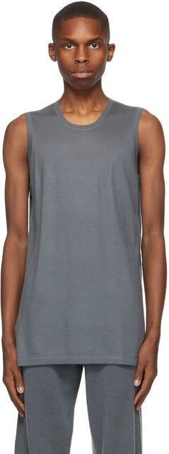Frenckenberger Grey Cashmere Muscle Tank Top - Frenckenberger Grey Cashmere Débardeur musculaire - Frenckenberger 회색 캐시미어 근육 탱크 탑