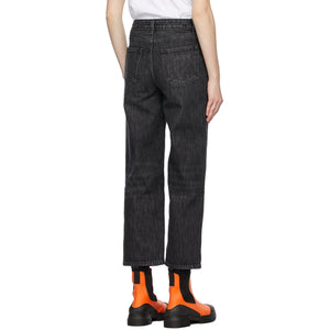 GANNI Black Washed High Waisted Cropped Jeans