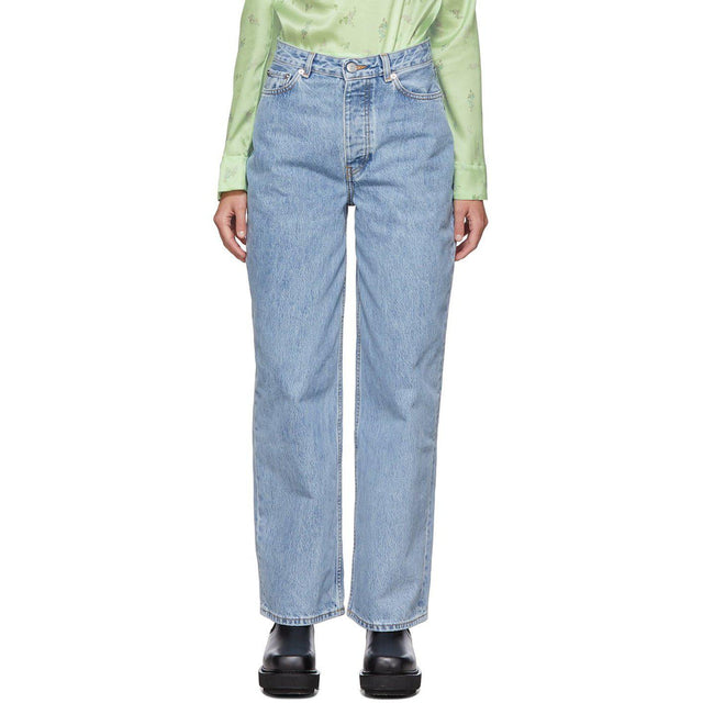 GANNI Blue Denim Low-Rise Jeans