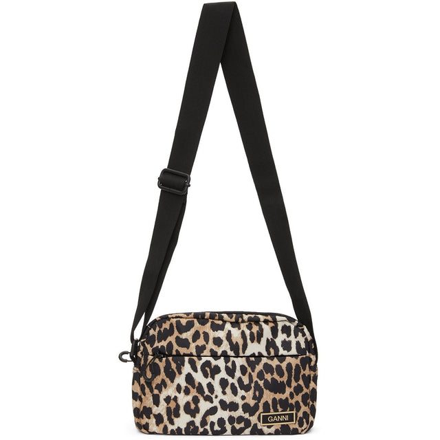 GANNI Brown Leopard Recycled Tech Festival Bag - Sac de festival de technologie recyclé de Ganni Brown Leopard - Ganni Brown Leopard 재활용 기술 축제 가방