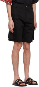 GCDS Black Twill Cargo Shorts