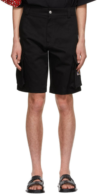 GCDS Black Twill Cargo Shorts - Short de cargaison en sergé noir GCDS - GCD 검은 능직화물 반바지