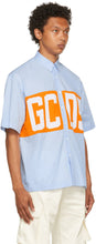 GCDS Blue Knit Logo Short Sleeve Shirt