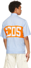 GCDS Blue Knit Logo Short Sleeve Shirt