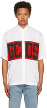 GCDS White Knit Logo Short Sleeve Shirt - Chemise à manches courtes de logo en tricot blanc GCDS - GCDS 화이트 니트 로고 짧은 소매 셔츠