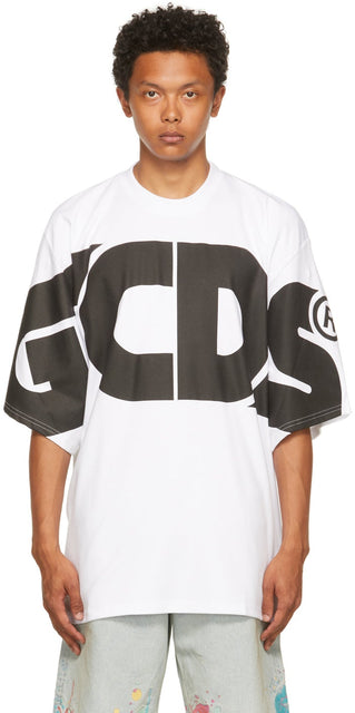 GCDS White Macro Logo T-Shirt - T-shirt de logo de macro blanc GCDS - GCD 화이트 매크로 로고 티셔츠