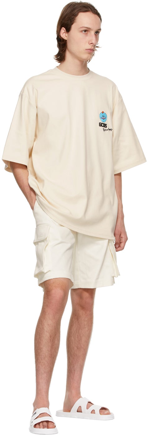 GCDS White Twill Cargo Shorts