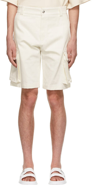 GCDS White Twill Cargo Shorts - Short de cargaison en sergé blanc GCDS - GCDS 화이트 능 직물화물 반바지