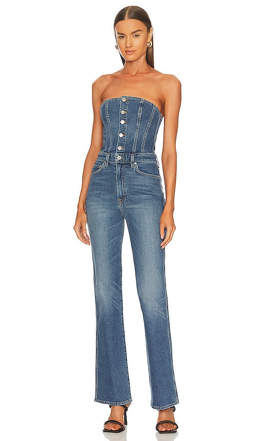 GRLFRND Heidi Strapless One Piece in Blue Grlfrnd Heidi sans bretelles en bleu Grlfrnd Heidi Heidi无肩带一件蓝色