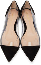 Gianvito Rossi Black Suede Plexi Ballerina Flats