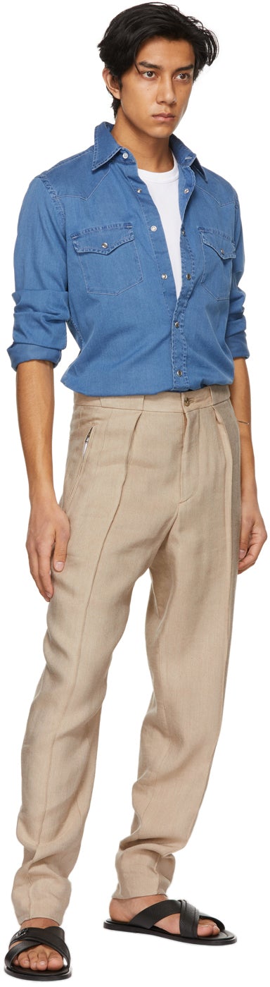 Giorgio Armani Beige Gabardine Casual Trousers