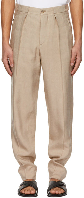 Giorgio Armani Beige Gabardine Casual Trousers - Giorgio Armani Beige Gabardine Pantalon occasionnel - Giorgio Armani Beige Gabardine 캐주얼 바지
