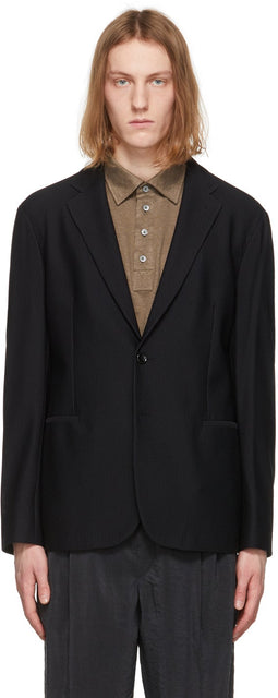 Giorgio Armani Black Warp Knitted Blazer - Giorgio Armani Black Warp Blazer tricoté - 조르지오 아르마니 블랙 워프 니트 블레이저