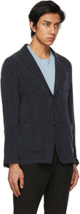 Giorgio Armani Navy Jacquard Braid Design Blazer