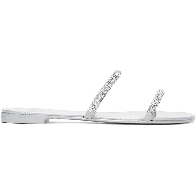 Giuseppe Zanotti Silver Kanda Flat Sandals - Giuseppe Zanotti Silver Kanda Sandales plates - Giuseppe Zanotti 실버 칸다 플랫 샌들