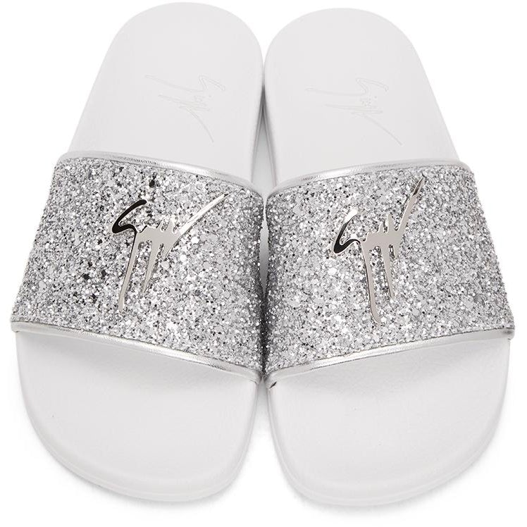 Giuseppe Zanotti Silver New Laburela Pool Slides