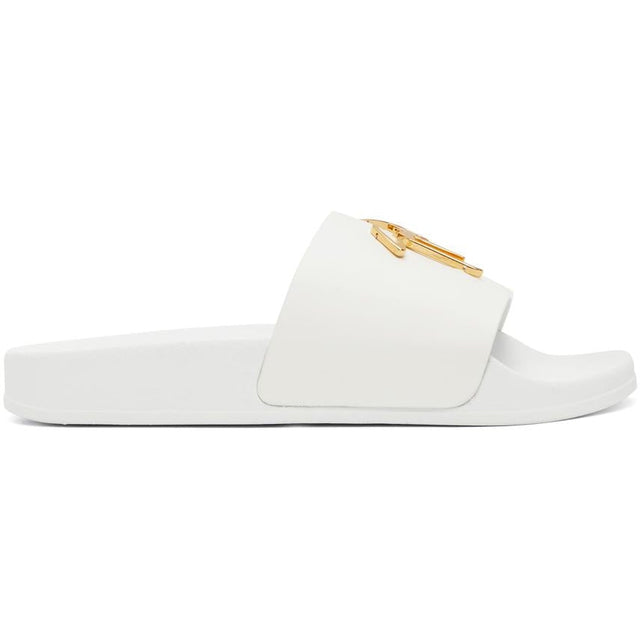 Giuseppe Zanotti White Briel Vague Slides - Giuseppe Zanotti Blanc Briel Vague Diapositives - Giuseppe Zanotti White Briel Movie Slides.