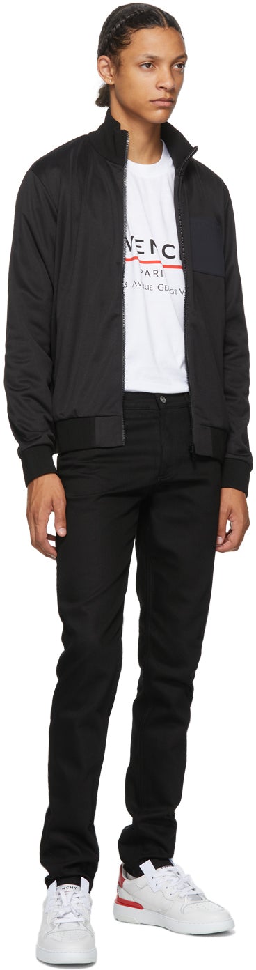 Givenchy Black Address Logo Patch Bomber Jacket