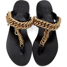 Givenchy Black Chain Thong Sandals - Sandales de string à chaîne noire Givenchy - Givenchy Black Chain Thong Sandals.