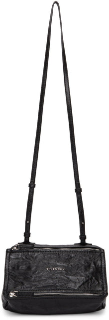 Givenchy Black Crinkled Mini Pandora Bag - Sac mini pandora à froissé noire Givenchy - Givenchy Black Crinkled Mini Pandora Bag.