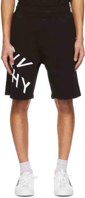 Givenchy Black Embroidered Refracted Logo Shorts - Short de logo réfragé réfracté Givenchy Noir - Givenchy Black 수 놓은 굴절 로고 반바지