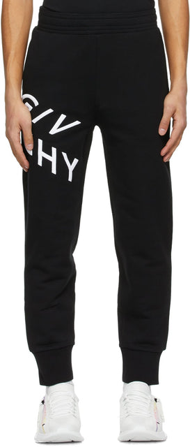 Givenchy Black Embroidered Refracted Logo Sweatpants - Givenchy Black Brodé Logo réfracté - GIVENCHY BLACK 수 놓은 굴절 로고 스웨트 팬츠