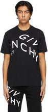 Givenchy Black Embroidered Refracted Logo T-Shirt - T-shirt Logo réfracté de Givenchy Black Brodé - Givenchy 블랙 수 놓은 굴절 로고 티셔츠