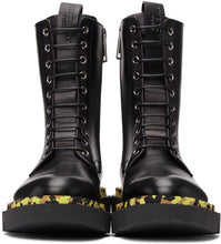 Givenchy Black Leather Camo Combat Lace-Up Boots