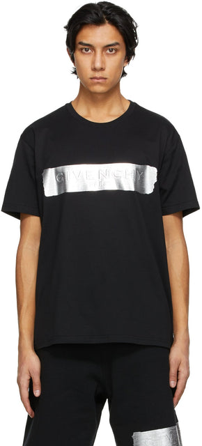 Givenchy Black Logo Latex Band T-Shirt - T-shirt de bande de latex de logo noire Givenchy - 지방시 검은 로고 라텍스 밴드 티셔츠