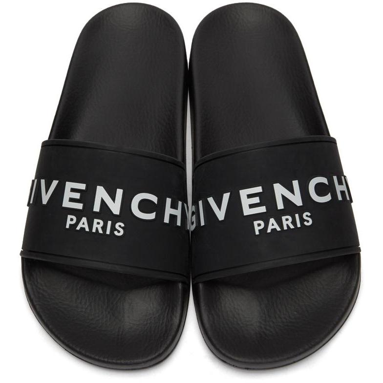 Givenchy Black Logo Pool Slides - Diapositives de pool de logo Noir Givenchy - GIVENCHY 블랙 로고 풀 슬라이드