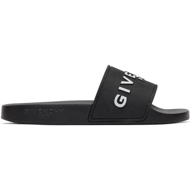 Givenchy Black Logo Pool Slides - Diapositives de pool de logo Noir Givenchy - GIVENCHY 블랙 로고 풀 슬라이드