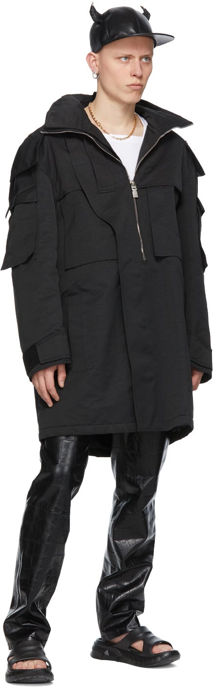 Givenchy Black Oversized Ottoman Parka Coat