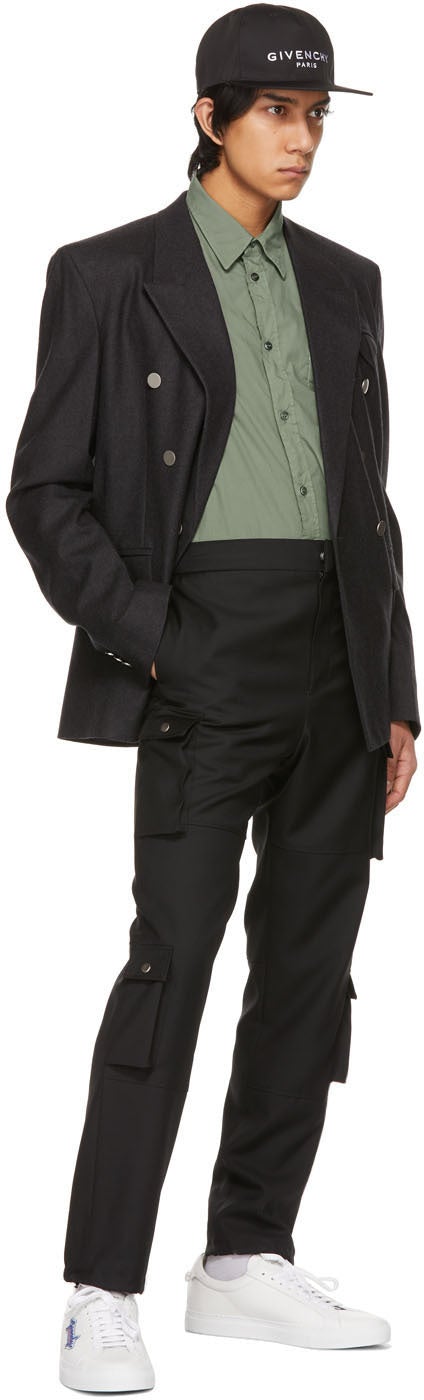 Givenchy Black Wool Patch Cargo Pants