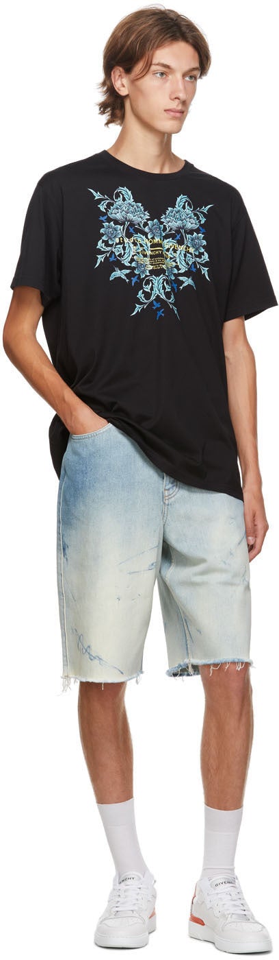 Givenchy Blue Denim Raw Edge Shorts