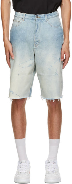 Givenchy Blue Denim Raw Edge Shorts - Shorts de bord cru en denim bleu Givenchy - 지방시 블루 데님 원시 가장자리 반바지