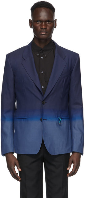 Givenchy Blue Single-Breasted Gradient Blazer - Blazer gradient à poitrine bleu-poitrine Givenchy - 지방시 푸른 단일 가슴 그라디언트 블레이저