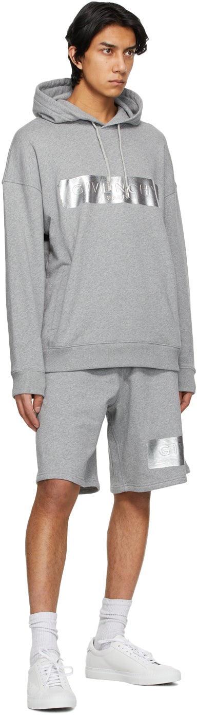 Givenchy Grey Logo Latex Band Shorts