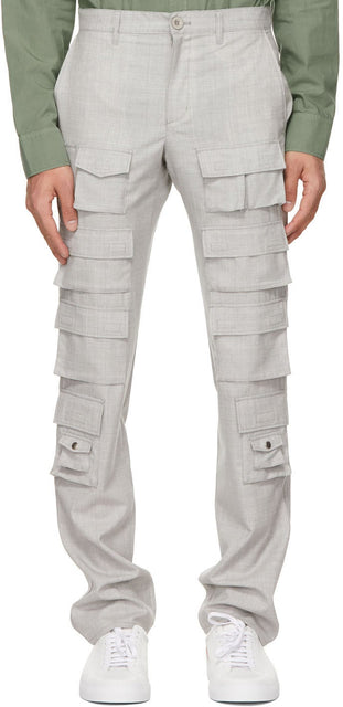 Givenchy Grey Multipocket Cargo Pants - Pantalon de cargaison multiples gris Givenchy - GIVENCHY 회색 멀티 픽킷화물 바지