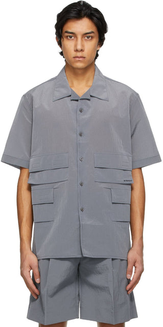 Givenchy Grey Multipocket Short Sleeve Shirt - Chemise à manches courtes en multiple gris Givenchy - GIVENCHY 회색 멀티 플레이트 짧은 소매 셔츠
