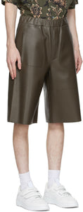 Givenchy Khaki Leather Bonded Bermuda Shorts