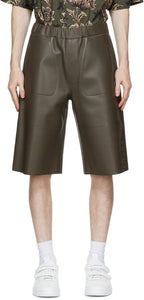 Givenchy Khaki Leather Bonded Bermuda Shorts - Short de Bermudes liés au cuir Kaki Givenchy Khaki - 지방시 Khaki 가죽 보세 버뮤다 반바지