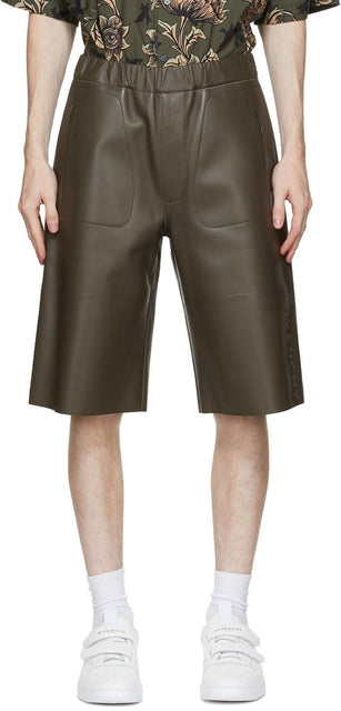 Givenchy Khaki Leather Bonded Bermuda Shorts - Short de Bermudes liés au cuir Kaki Givenchy Khaki - 지방시 Khaki 가죽 보세 버뮤다 반바지